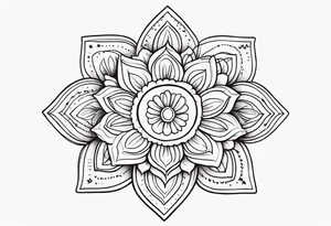 mexican fine line floral with stars, swirls, dots tattoo idea