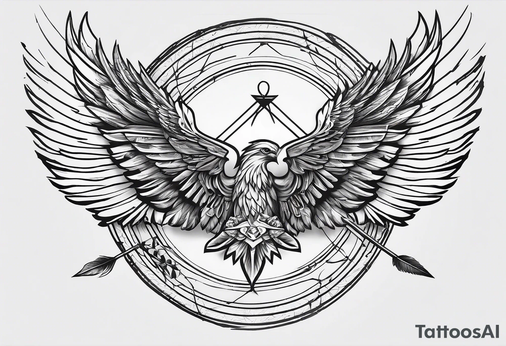 wings fine linework arrows tattoo idea
