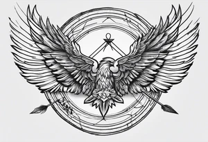 wings fine linework arrows tattoo idea