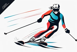 Skier in motion, fine line, more abstract tattoo idea