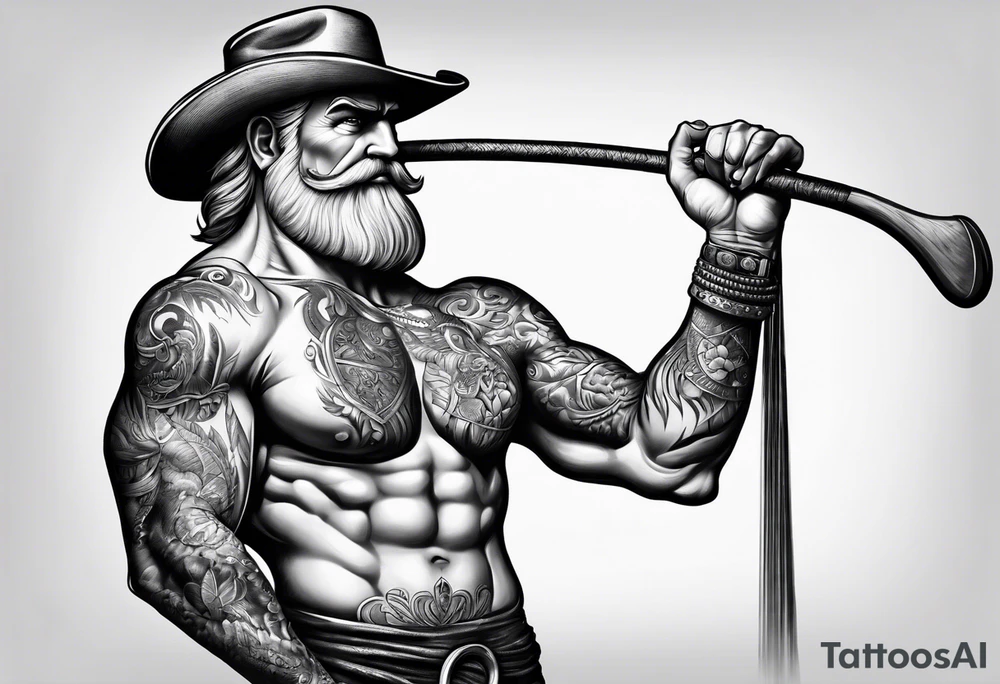 full body drawing of a giant holding a club tattoo idea
