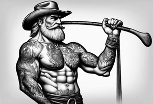 full body drawing of a giant holding a club tattoo idea