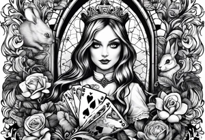 Gothic Alice in wonderland tattoo idea