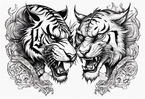 tiger and dragon are playing with each other tattoo idea