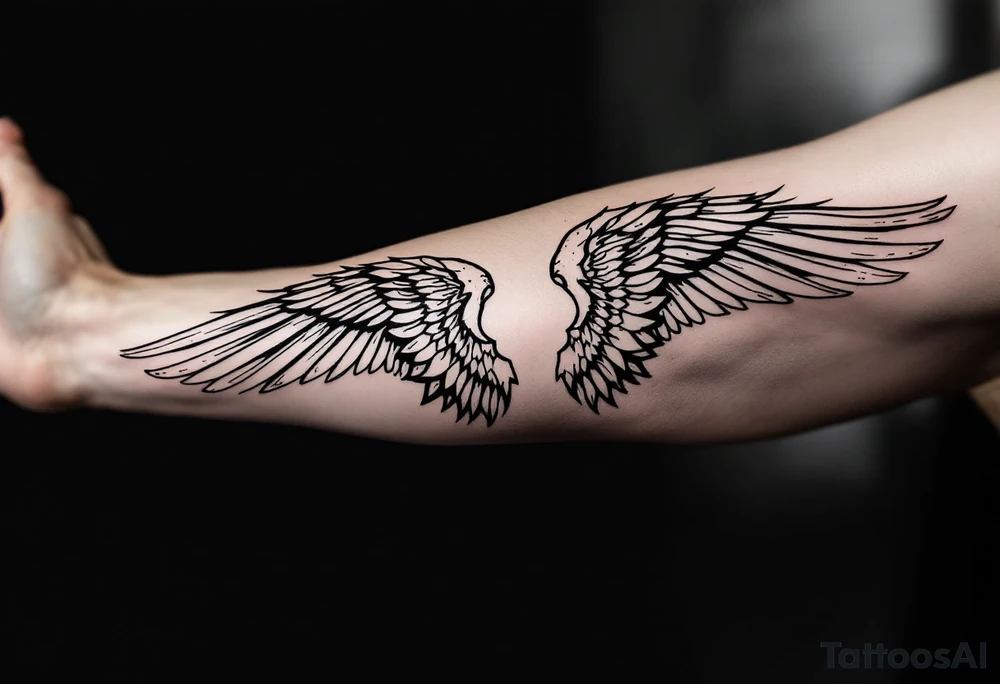 Arm sleeve for men with angels wings tattoo idea