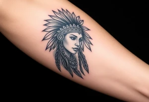 Female Native American woman tattoo idea