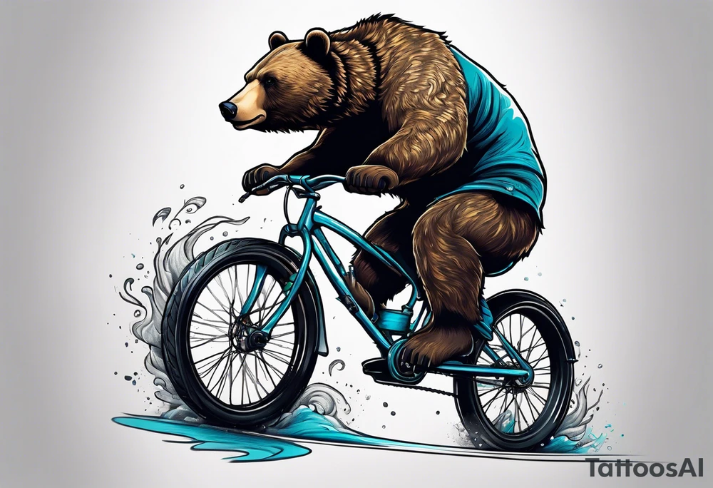 bear riding a bicycle tattoo idea