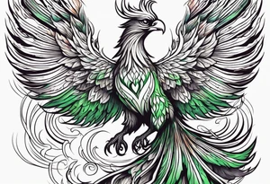 Phoenix Bright colours rising from green flames that destroyed it no green tattoo idea