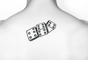 Three domino tiles falling onto each other, showing the pips 8, 7, and 6. tattoo idea
