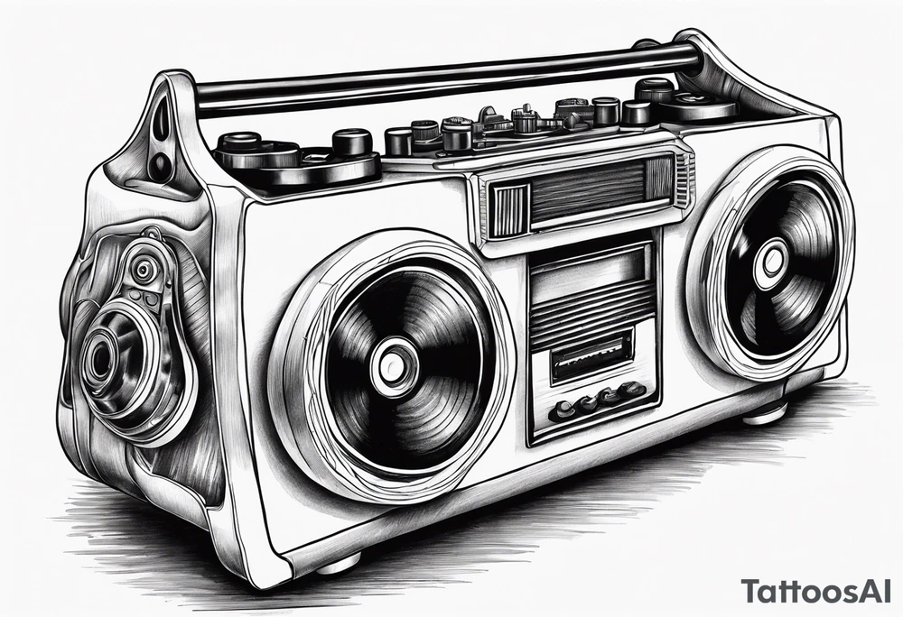 Rollerskates with boombox tattoo idea
