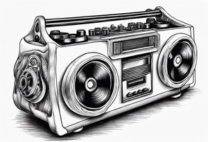 Rollerskates with boombox tattoo idea