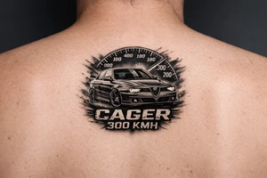 Alfa romeo 156 gta 
 cager 300 kmh tatto for leg tattoo idea