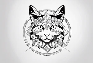 un gatito delicado dentro de un círculo tattoo idea