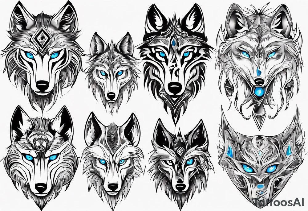 wolf with blue eyes tattoo idea