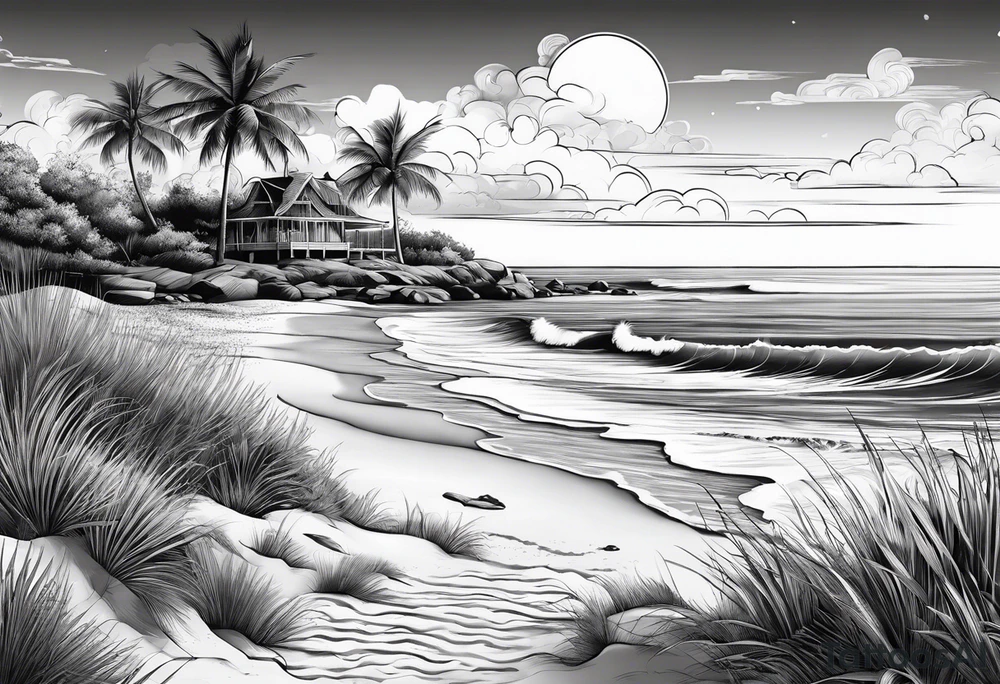 Beach landscape tattoo idea