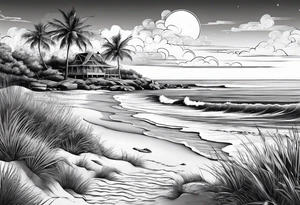 Beach landscape tattoo idea