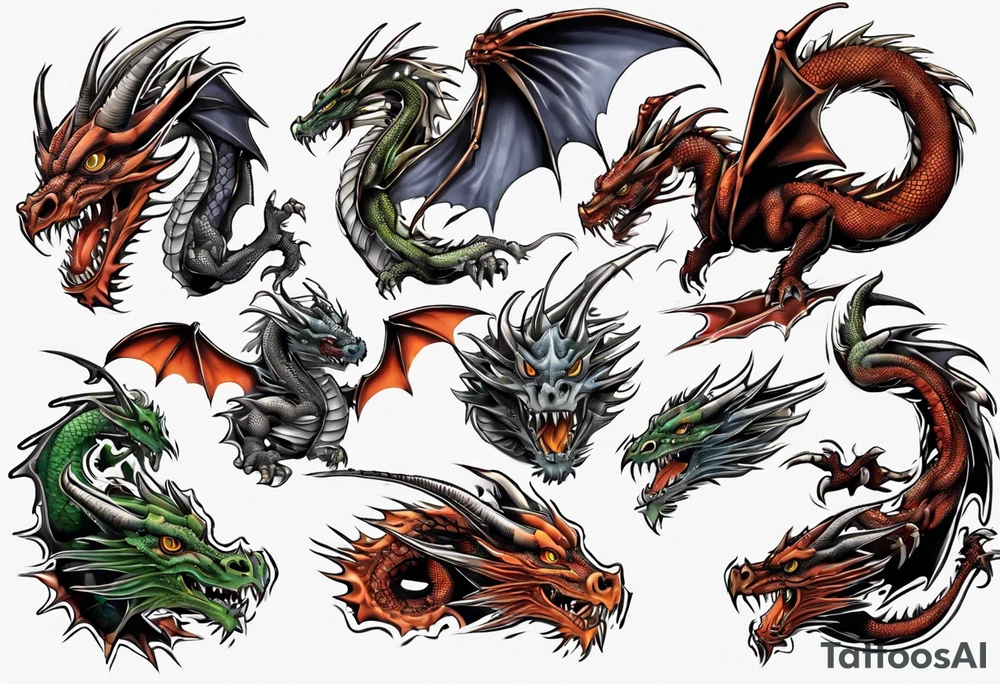 dragon computer parts tattoo idea