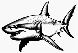 Great white shark outline but grunge tattoo idea