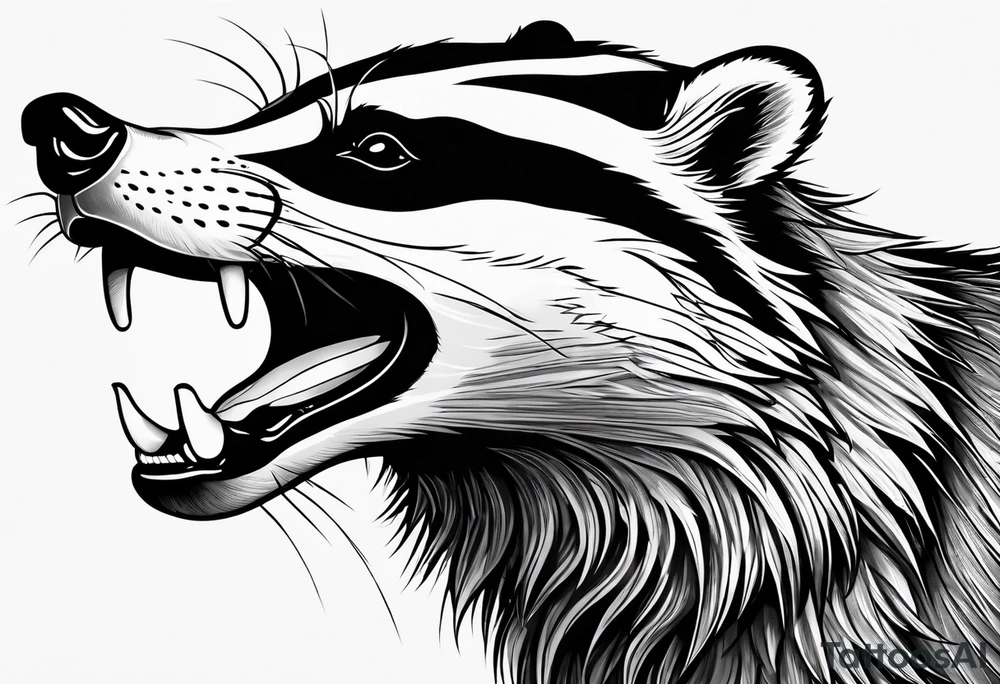 badger mouth open tattoo idea