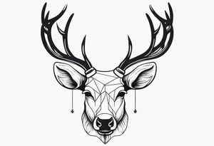back tattoo of a front view reindeer with half the face as a skull tattoo idea