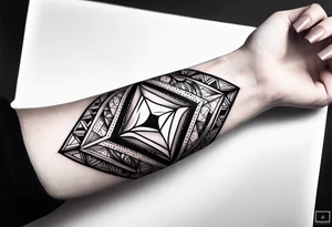 Sleeve on the forearm with a diamond in the middle tattoo idea