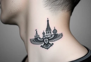 St. George 
Russian imperial crown above the eagle
Russian sabre
The Kremlin or St. Basil's Cathedral scene 
on the side of my neck tattoo idea