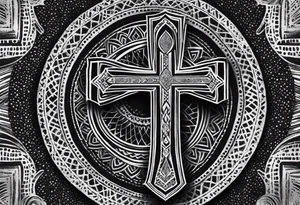 ankh mixed tribal whole arm tattoo idea