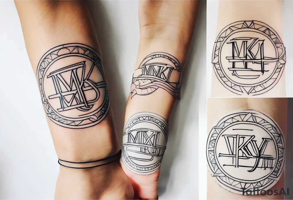 wrist tattoo with 
letters 
MKB tattoo idea