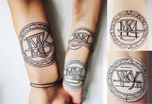 wrist tattoo with 
letters 
MKB tattoo idea