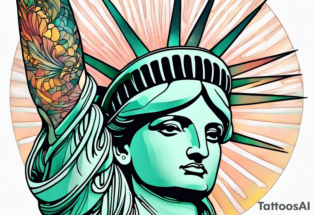 Single line crown of Statue of Liberty tattoo idea