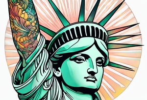 Single line crown of Statue of Liberty tattoo idea