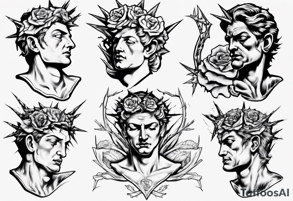 Bust of David with thorns tattoo idea
