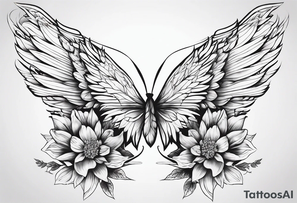 wing, flower, tattoo idea