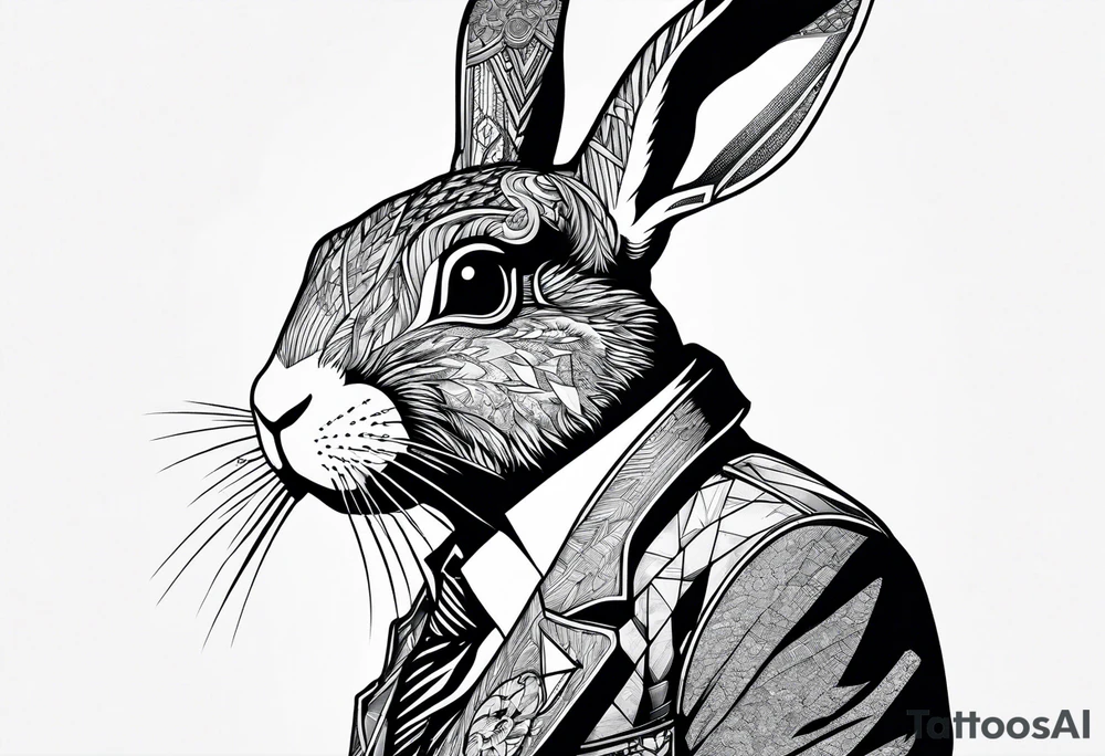 rabbit with gun fighting with dragon tattoo idea
