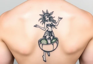 Dancing free spirit girl with a lime in a coconut tattoo idea
