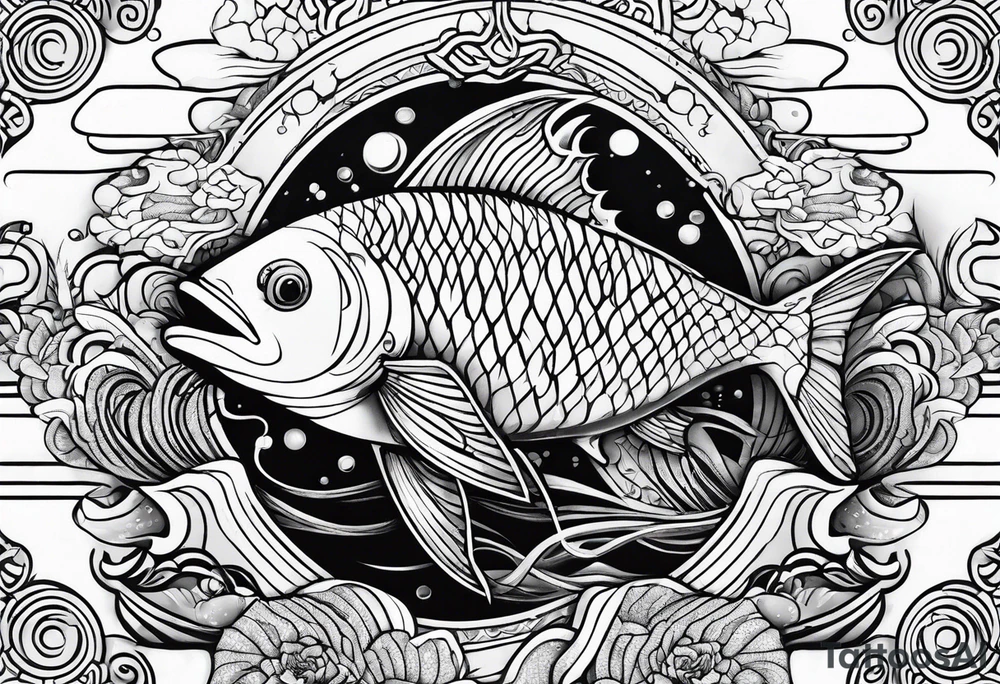 Geometric aquatic tattoo idea