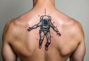 Post apocalyptic astronaut floating in space tattoo idea