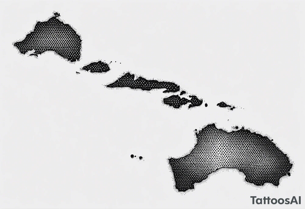 Outline map of the USVI and bvi Caribbean islands tattoo idea