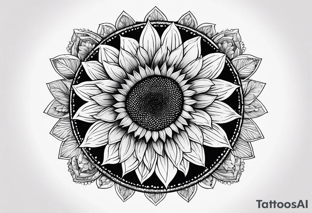 girasole con la scritta "per aspera ad astra" tattoo idea