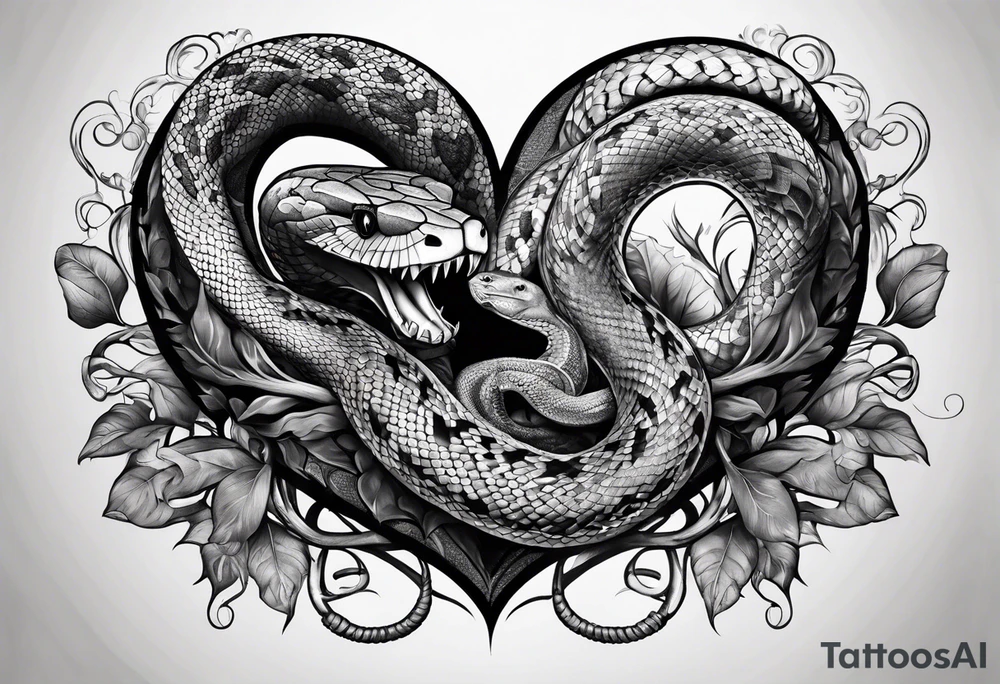 Snake eating human heart tattoo idea