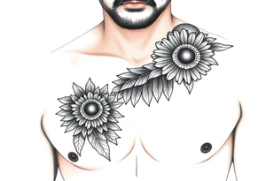 Indian chest color male left peck tattoo idea
