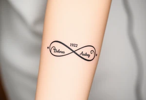 an infinity symbol with
Dolores 08.30.1932 – 01.30.2022
Audrey  07.18.1935 – 08.21.2022 tattoo idea