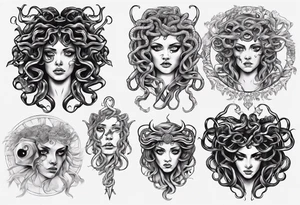 Powerful lusty Medusa white eyes tattoo idea