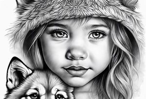 Wolf face toddler girl face tattoo idea