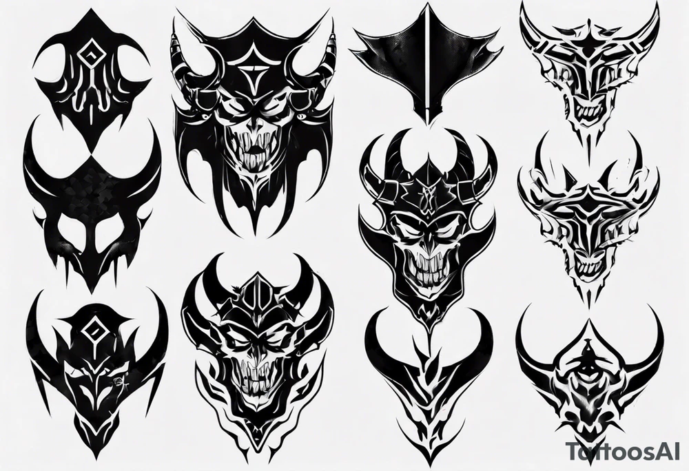 Demonic leg armor tattoo idea