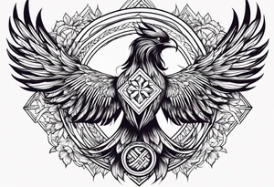 cross With phoenix tattoo idea