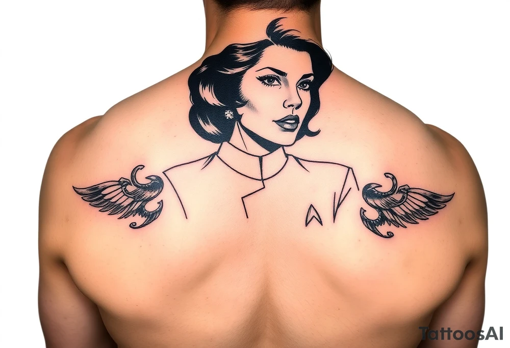 bettie page dressed as a star trek officer tattoo idea