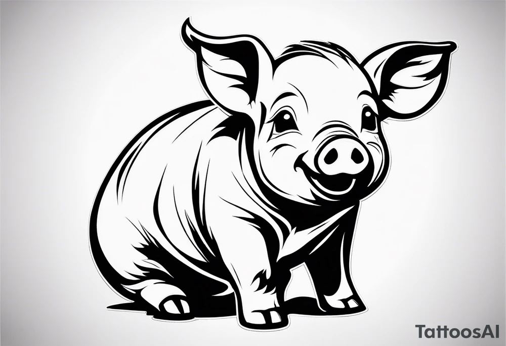 very cute happy piglet.
outline only.
black and white only.
only show the piglet. no extra lines or decoration.
no black shading.
dont make the ears too big.
draw only with very thin lines (1px)

should look like a tattoo that will only take 15 minutes to draw tattoo idea