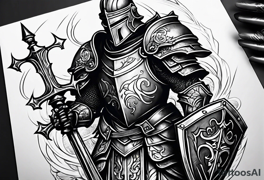 knight with heavy armor tattoo idea