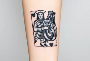 king of hearts card with arm Darth Vader card with paw prints and princess crown tattoo idea